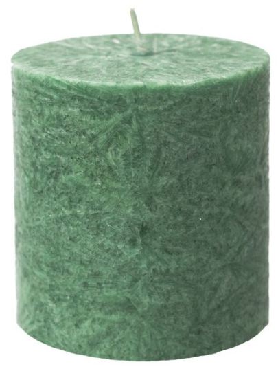 Small green pillar candle